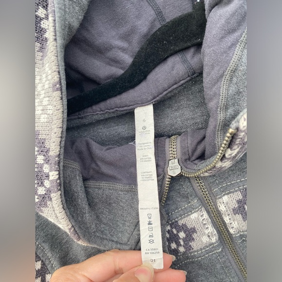 Lululemon Live Simply Ikat Apres Knit Ski Scuba Hoodie, Grey, sz 6 - Picture 7 of 14